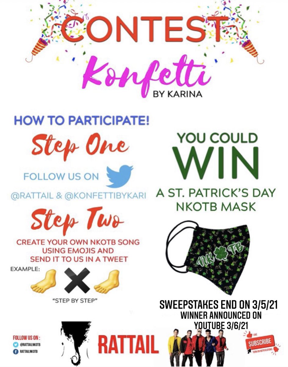 NKOTBCT's tweet photo. Don't Forget to Participate In @rattailnkotb and @KonfettibyKari  Contest: 📢📢 We have been getting a lot of amazing tweets we will need to give everyone else chances. We will now have to narrow it down to only 2 entries per person. 📢📢Remember give us your best EMOJIS https://t.co/Fx1R5jDaA2