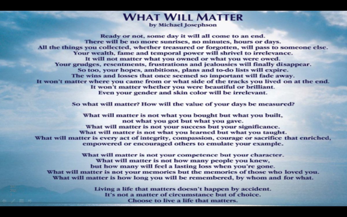 Rich Niemiec (@richniemiec) on Twitter photo Always liked this from <a href="/Josephson0/">Michael S. Josephson</a>; remember every day of life on #MotivationMonday.
#MotivationalQuotes #Motivation #mondaythoughts #MakeADifference #leadership #LeadbyExample #life #value #amazing #choices #build #give #teach #integrity #compassion #courage #Jesus #sacrifice Always liked this from <a href="/Josephson0/">Michael S. Josephson</a>; remember every day of life on #MotivationMonday.
#MotivationalQuotes #Motivation #mondaythoughts #MakeADifference #leadership #LeadbyExample #life #value #amazing #choices #build #give #teach #integrity #compassion #courage #Jesus #sacrifice