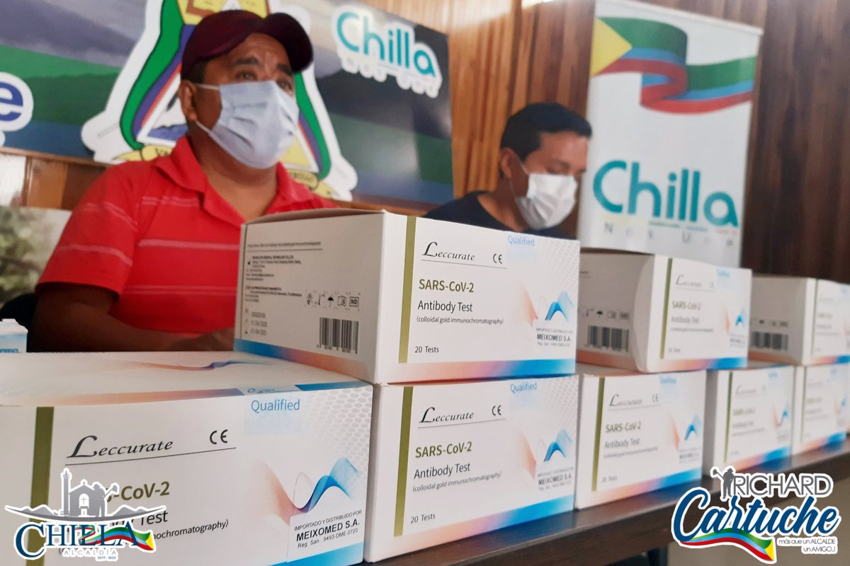 Gracias a la activista social, Dra. Kenia Ordoñéz, se recibió la donación de 200 pruebas rápidas a la Alcaldía, y a su vez gran parte al Subcentro de salud de Chilla. 

La Alcaldía sigue comprometida con el bienestar de la ciudadanía, paraevitar la propagación del COVID-19.