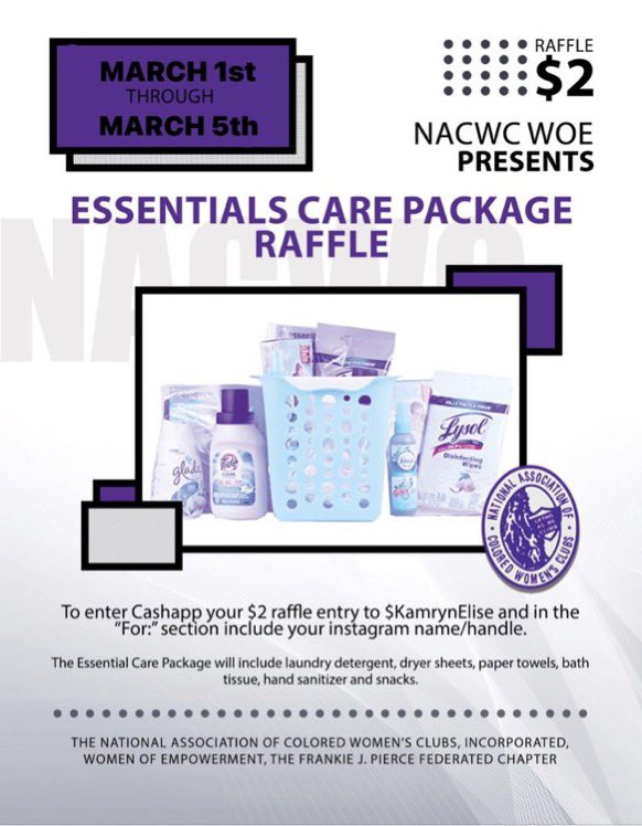 NacwcT's tweet photo. In need of more daily items to get through the semester? Women of Empowerment is here to help! With just $2, you can enter for a chance to win an essential care package! Check out the WOE Instagram (@woe_nacwc) for details 💜 https://t.co/aQhmT1Cskf