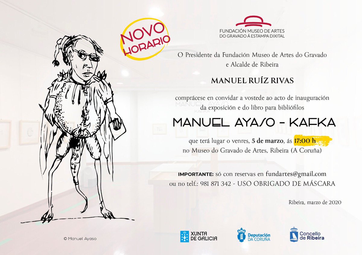 Próxima inauguración: MANUEL AYASO - KAFKA. Venres, 5 de marzo, ás 17:00 h. <a href="/DACCultura/">Cultura Depu. Coruña</a>