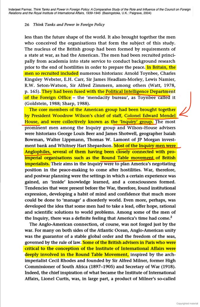 26 of 38When Wilson attended the Paris Peace Conference in 1919, Wiseman and House were close at hand, guiding his every move, along with a bevy of other British and US officials, all committed to the globalist agenda, and many tied directly to the Round Table.