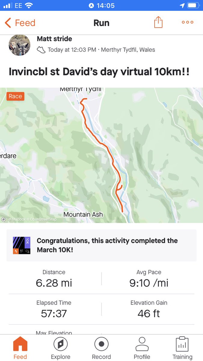 mtstride1's tweet photo. When you realise that you’ve got to get home after 10km, should’ve done a circular route 😂😂 #StDavidsDayRun @BeInvncbl @stdavidsdayrun https://t.co/R09bczJcYv