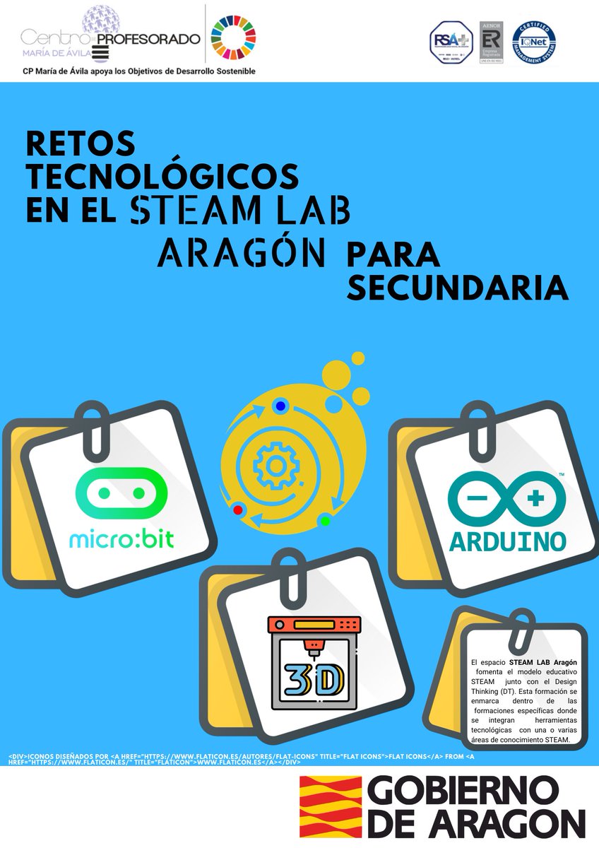 cpmariadeavila's tweet photo. Retos tecnológicos en el #STEAMLaBAragón  para secundaria 
inscripciones hasta el 4 de marzo 👉https://t.co/KcN2Ywacaj solo 10 plazas en formación presencial, contemplando las medidas sanitarias @dgafprofesorado @tonimartinez24 @gustarcef @diegoarroyom @TeresaBallestin https://t.co/Ff2Er2PEWw