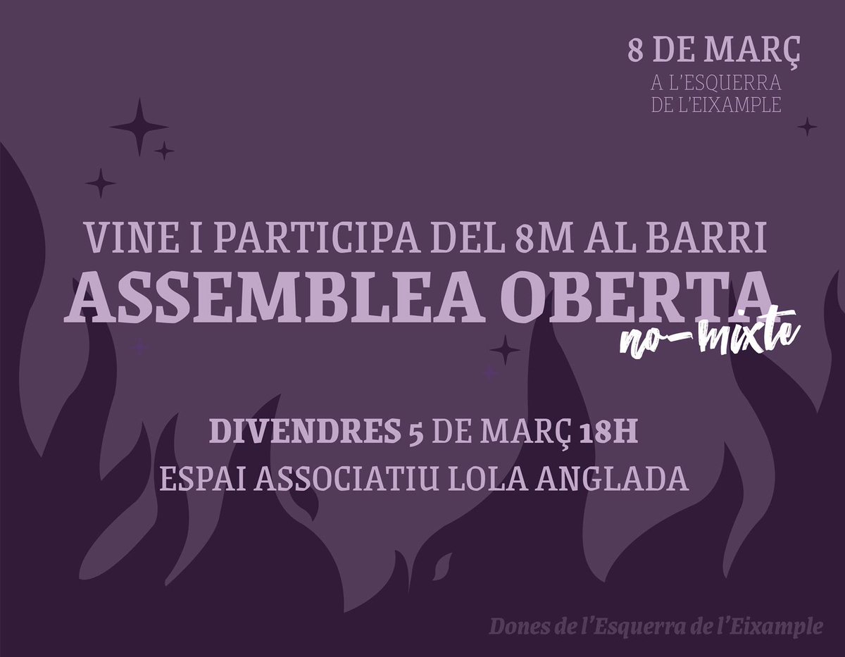 greenfrombarce1's tweet photo. Ens veiem divendres a l'assemblea per preparar el 8M al barri💪🏻💜🔥

#eixampleesquerre #eixample #barcelona #feminista #8M2021 #diadeladona https://t.co/U0gL7p5Xxy