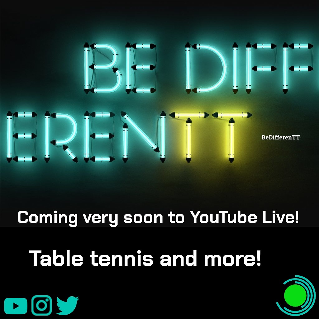 Follow us for live streams of table tennis and more, coming very soon!

#linkinbio #bedifferentt #tabletennis #tischtennis #tenisdemesa #卓球 #乒乓球 #настольныйтеннис