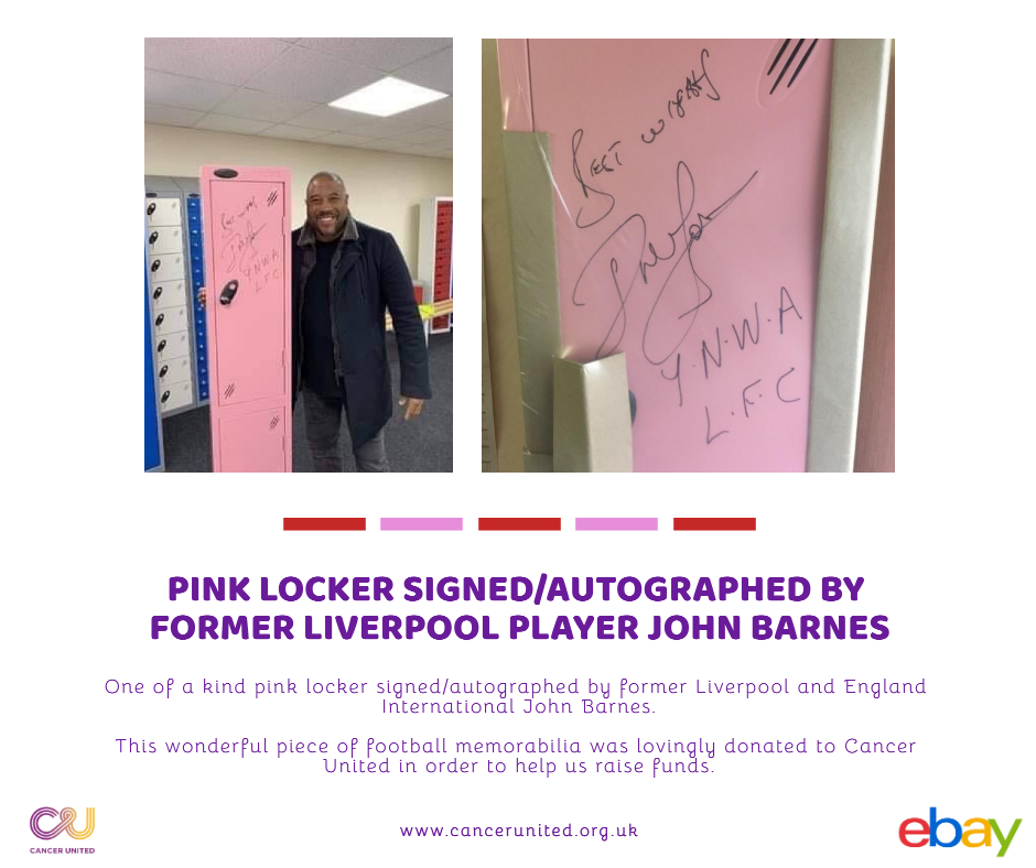 ✍️⚽  This is your chance to own a one of a kind pink locker signed/autographed by former Liverpool and England international, <a href="/officialbarnesy/">John Barnes</a> 

👉 Bid now via our eBay shop - bit.ly/3eaw3v5