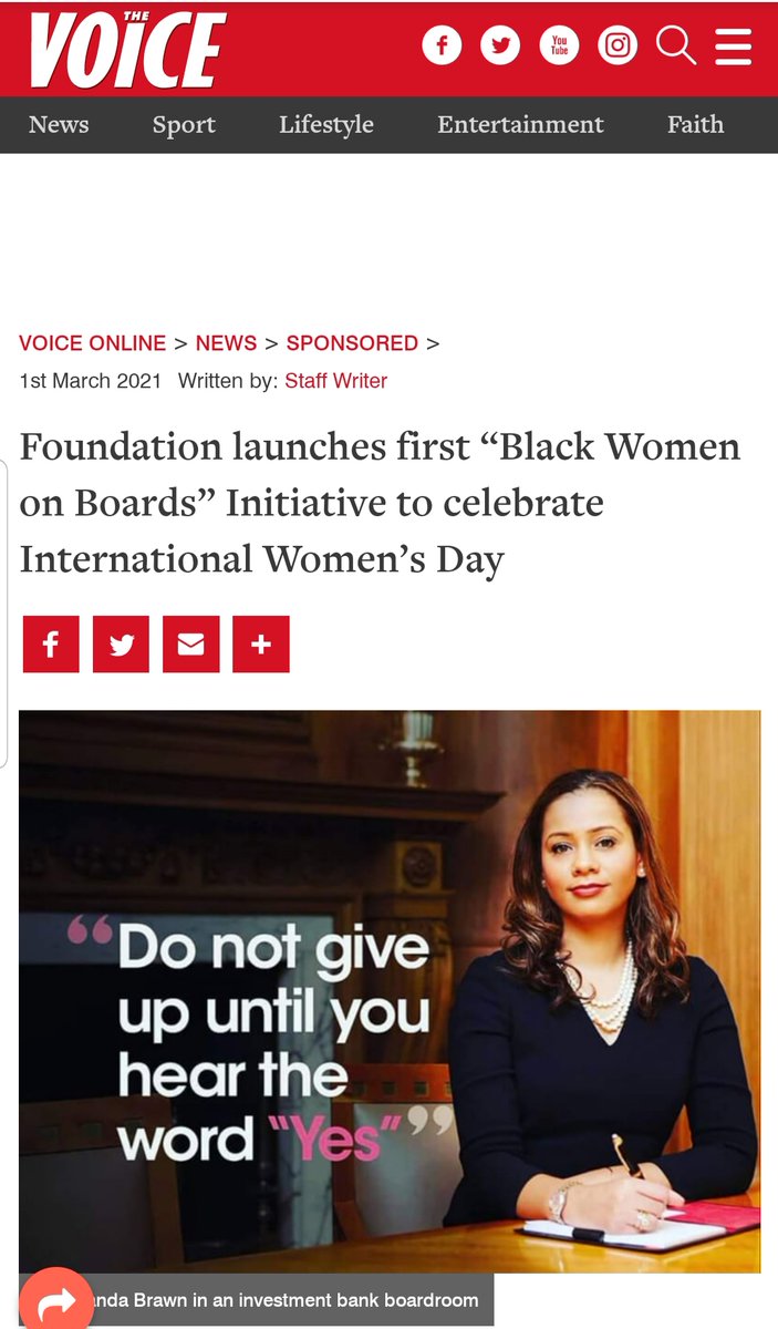 Our Founder &amp; President #DrMirandaBrawn says:"For #IWD, I...dare everyone to #ChooseToChallenge w action not just on 8 March, but every single day. With collaborative efforts, we can increase the number of black and mixed-race women in the Boardroom &amp; in senior management roles."