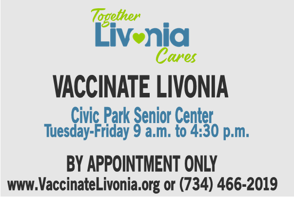 MiLivonia's tweet photo. Livonia residents aged 65+ can receive the vaccine by appointment only at the Senior Center. Make your appointment online or (734) 466-2019 from 9 a.m. to 4 p.m. Appointments: 9 a.m. to 4:30 p.m. Tuesday, March 2-Friday, March 5.
https://t.co/ydnxc8mWHk
#VaccinateLivonia https://t.co/zJAEUeXShK