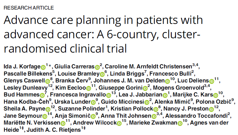 Recently we published the results of our ACTION study about the effectiveness of #advancecareplanning in patients with advanced cancer in 6 European countries in @PLOSmedicine. dx.plos.org/10.1371/journa… 
Here, we want to take you through the main findings and lessons. 1/10