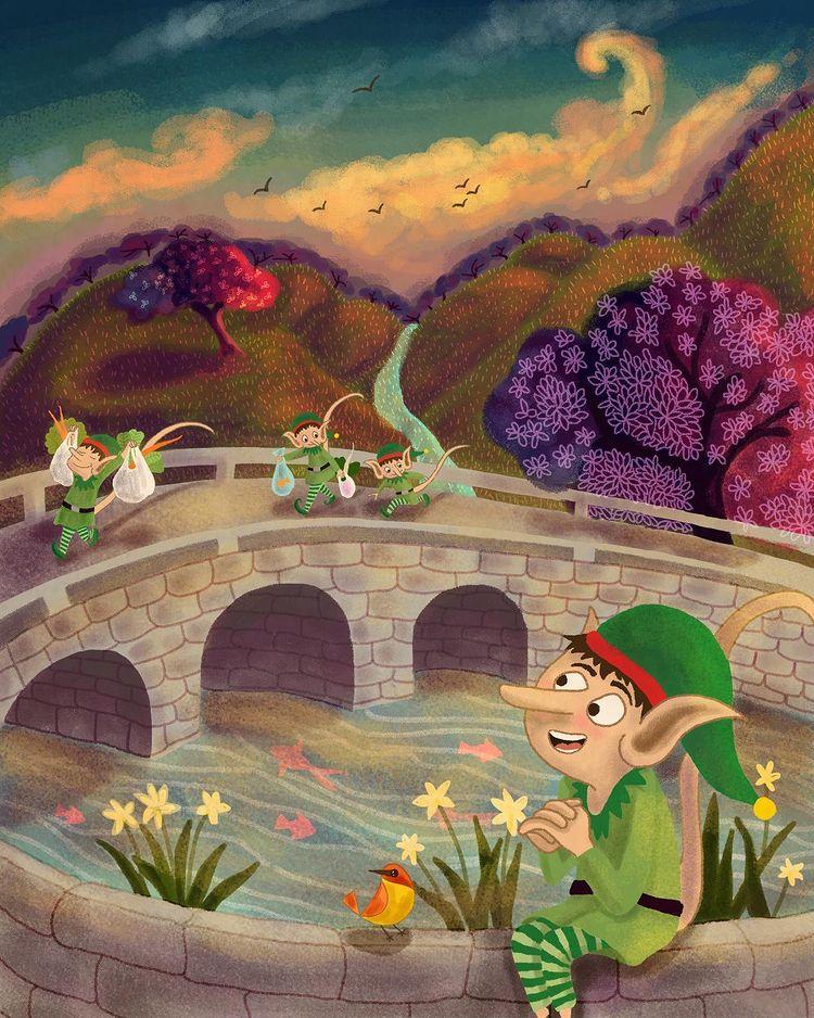 Buroh young from the tropical town Lokapuram 🌴🌿🌳🌱
Currently the book is available in UK, US &amp; Germany. If you would like to purchase it you can send me a message 😊
#indiankidlit #indiankidlitart #indianchildrensbooks #kidlit #magicalcreatures #childrensbooks