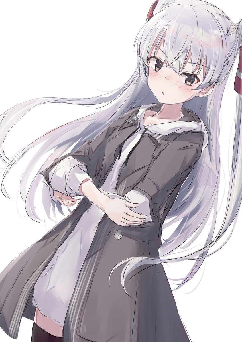 amatsukaze (kancolle) 1girl solo long hair two side up white background official alternate costume grey hair  illustration images