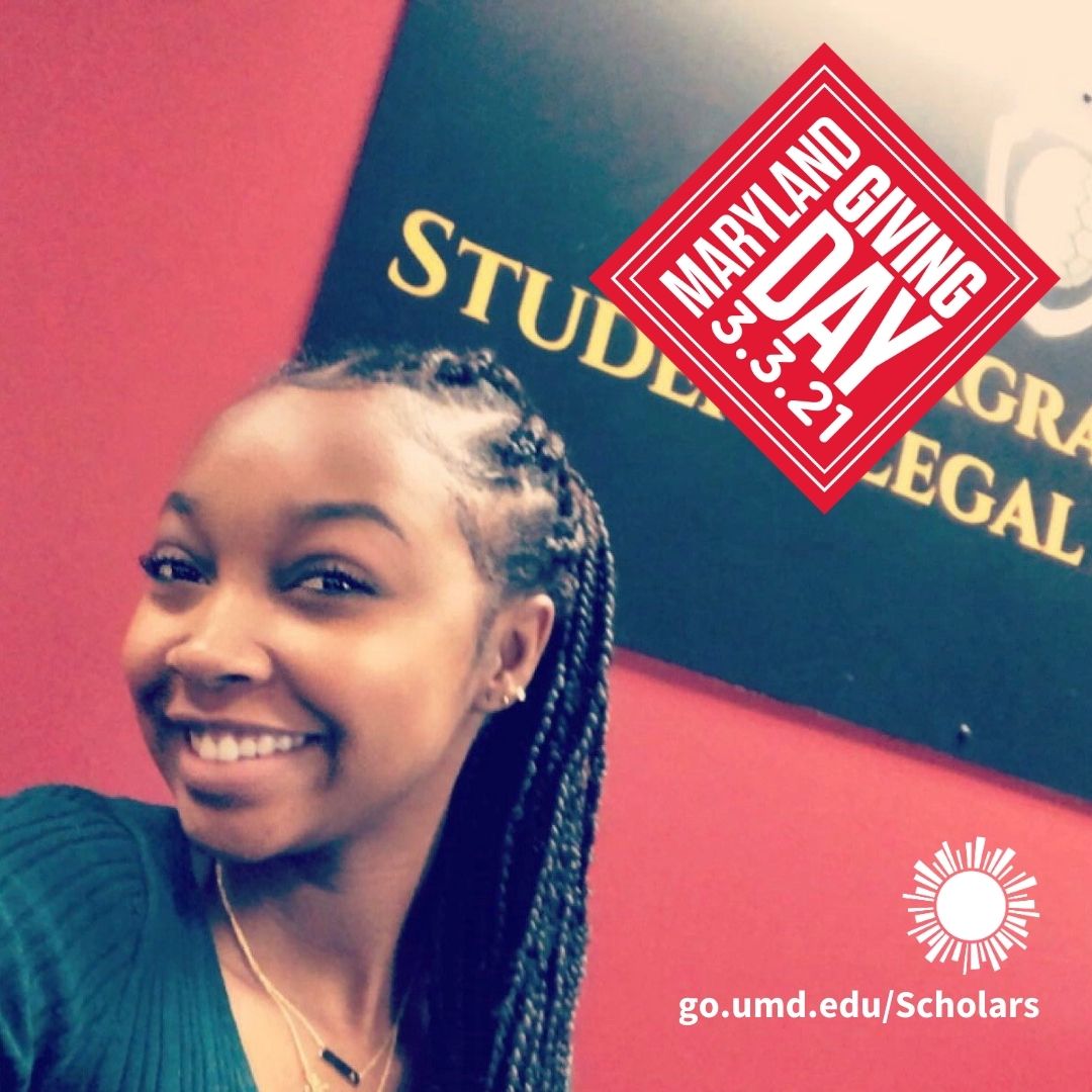 UM_Scholars's tweet photo. Thx to a Scholars co-curricular scholarship, Asha Davis could accept an unpaid internship at the campus Legal Aid Office w/o worrying about finances. On #GivingDayUMD, W 3/3, please donate to our co-curricular scholarships &amp; support students like Asha: https://t.co/ypbIN5a4SB https://t.co/wAgDzO7riO
