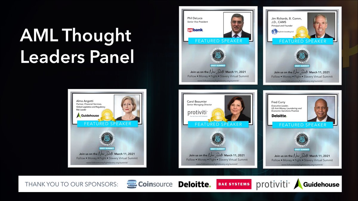TeamATII's tweet photo. #FMFS2021Summit is 10 days away! Are you as excited as we are to drink in the wisdom from our AML Thought Leader's panel?
Learn more about them on this #TeamATII blog post...https://t.co/C7op5PIXaH https://t.co/ABLAH7pToV