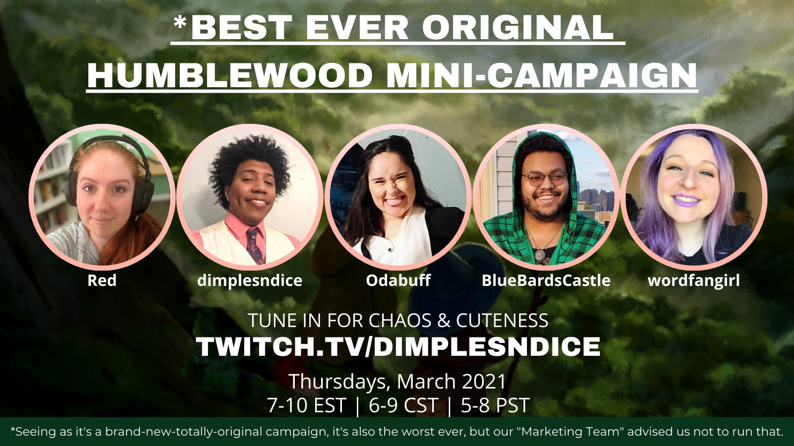 Original Humblewood Mini-Campaign on twitch.tv/dimplesndice, Thursdays at 7 PM EST in March 2021