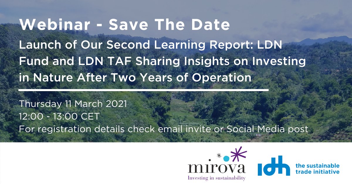 How can #innovative business models for sustainable land management be successfully financed? <a href="/Mirova/">Olja</a> and @IDH_buzz will host an online event to dive into an investment case that can achieve land degradation neutrality. Register now via the link: idh.zoom.us/webinar/regist…
#invest