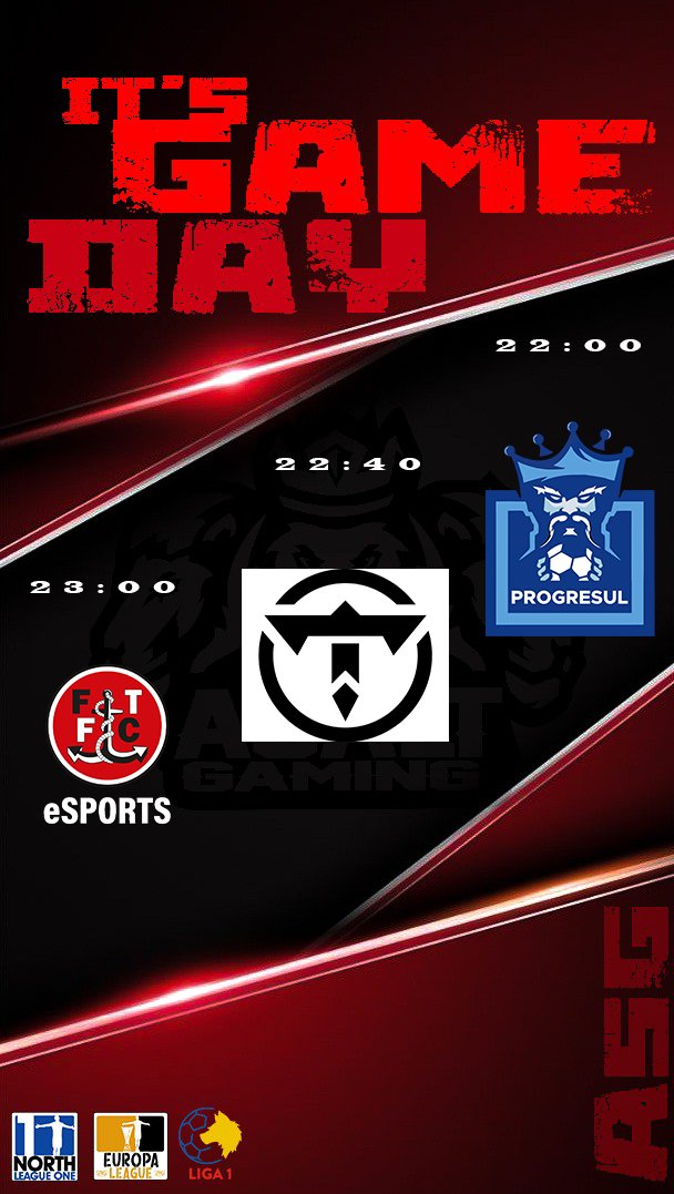 IT'S MATCHDAY

8:00 - Progresul 
RVFL

8:40 - @zTruthEsports 
Europa League

9:00 - @FTFCAcad 
League 1 North

Good luck!

<a href="/OfficialVPG/">Virtual Pro Gaming</a>
