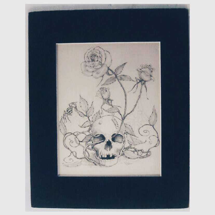 ChimeraPublish's tweet photo. This week’s featured item: The Rose by Victoria Poyser. An original pen &amp; ink drawing, matted &amp; ready to be framed. Click the link in our profile!
#chimerapublishing #victoriapoyser #penandink #originalart #skullart #skull  #skulls #rose #roses #skullandroses #gothic #gothicart https://t.co/ogofO5ZIO7