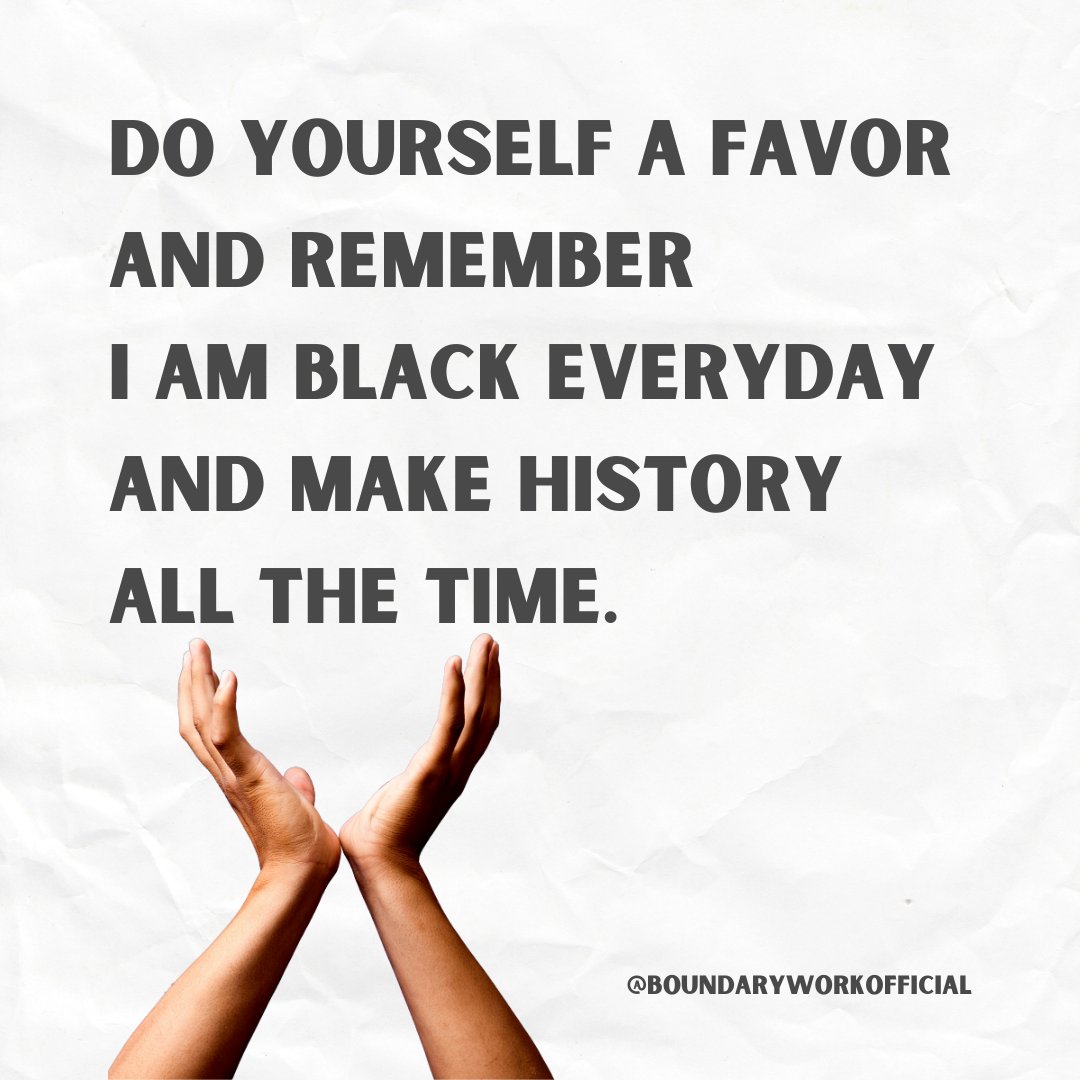 Black History Month may have come to an end, but know that the Black History Millennium isn't going anywhere. We are worthy of having our lives, capacity, and boundaries honored every single day. #boundarywork #blackhistorymonth ⠀

Original quote from @mckensiemack