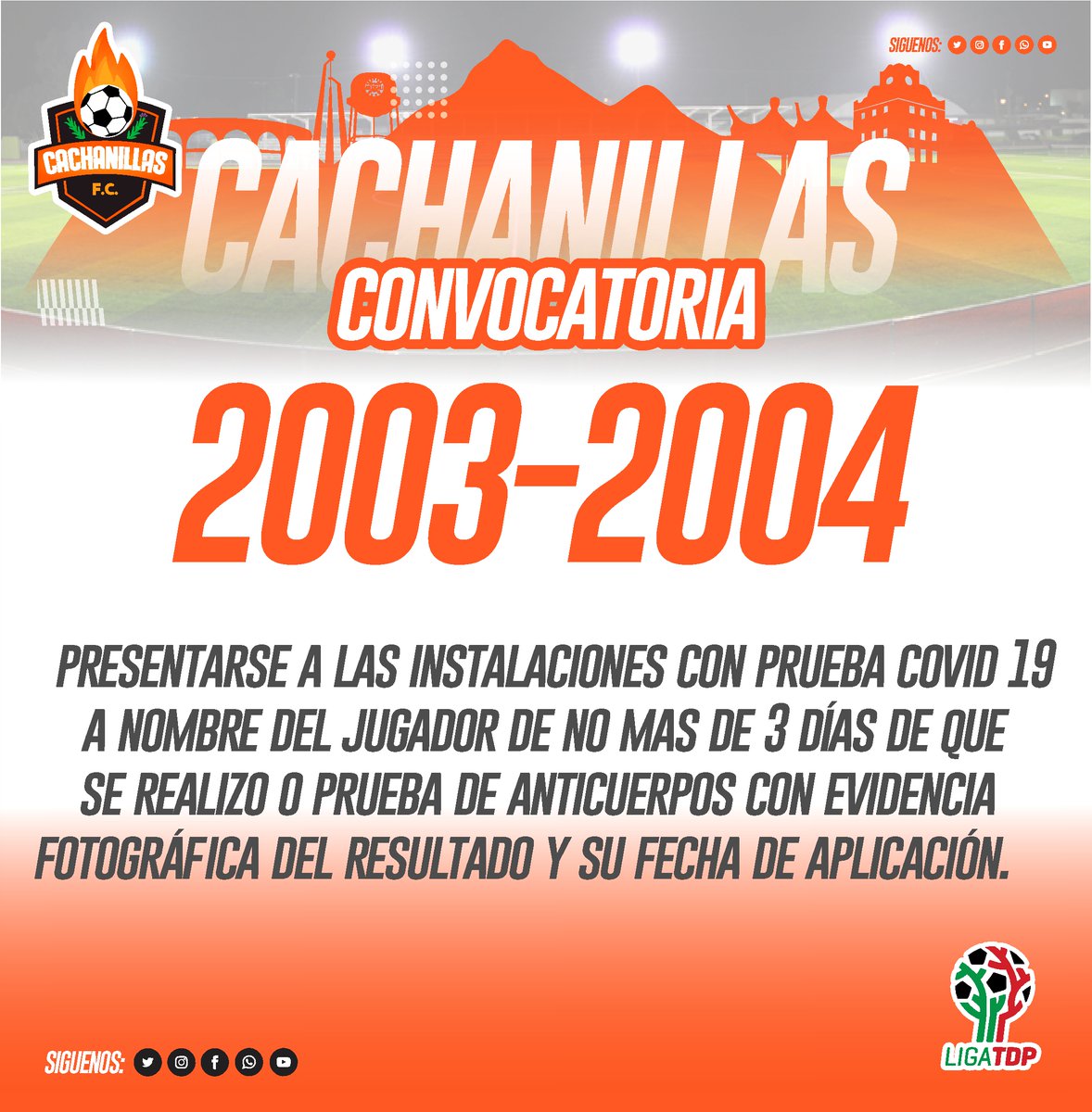 CachanillasFc's tweet photo. Buenos días amigos, les compartimos algunos puntos que no deben olvidar para asistir a la visoria el día de hoy. ⚽🔥
#SomosCachanillas | #NadaNosDetiene🔥 https://t.co/m2xQpBQrzv
