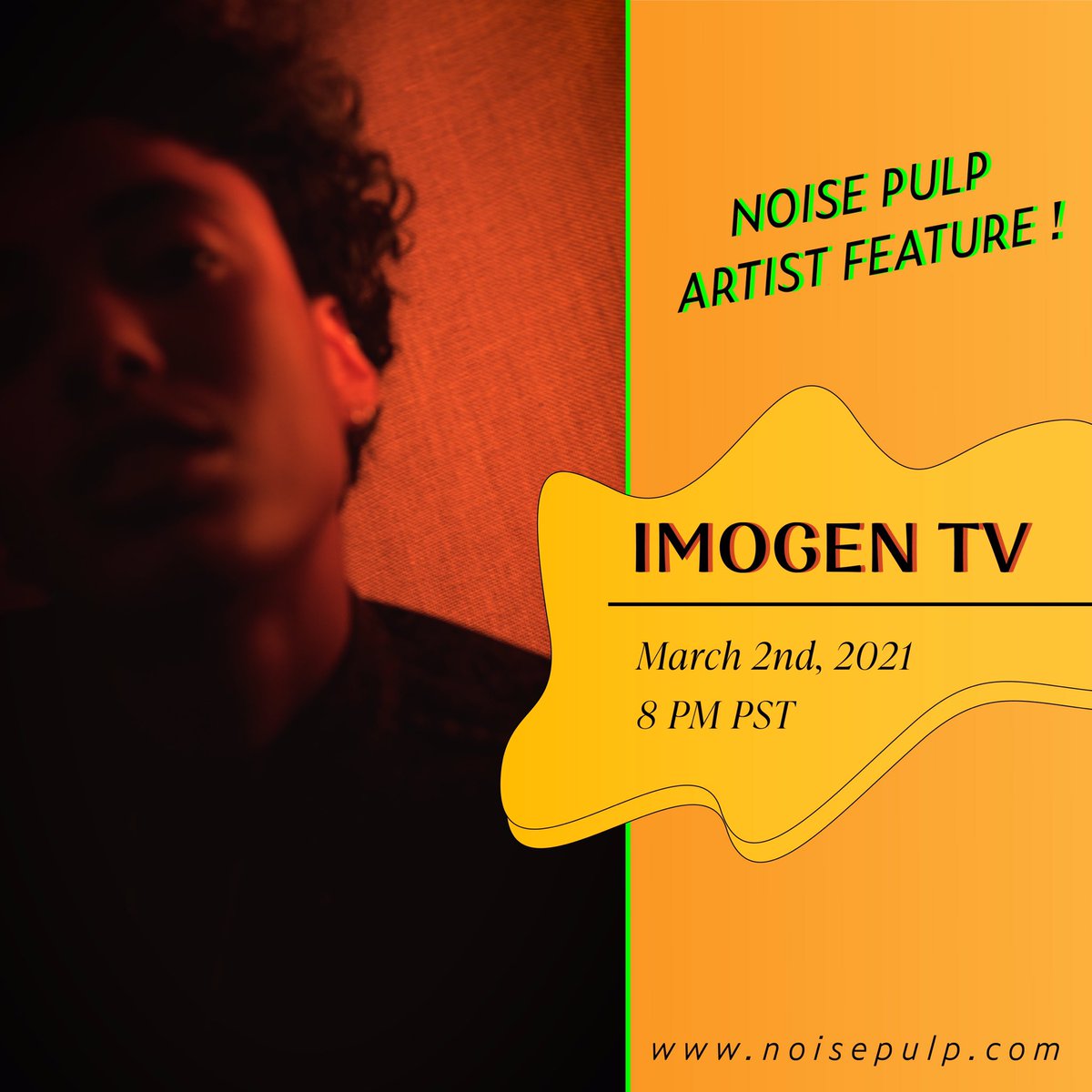 22immi1's tweet photo. Tune into Noise Pulp radio tomorrow at 8PM PST!! So happy to be their first artist feature. They’ll play a bunch of my work and there’ll be an interview. 🐣 https://t.co/jr3HW46Dnl