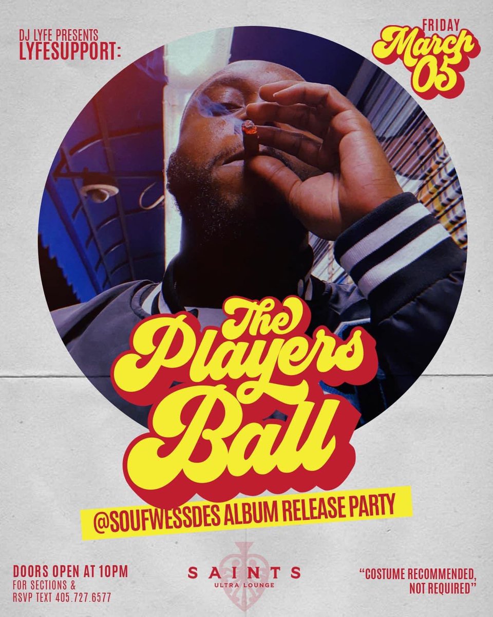 moneybagkz1's tweet photo. 4 days until #LyfeSupport The Players Ball at @SaintsLoungeokc @IamDjLyfe @lyfesupport_ @DJKEILO @SoufWessDes https://t.co/FcAnuOM1H6