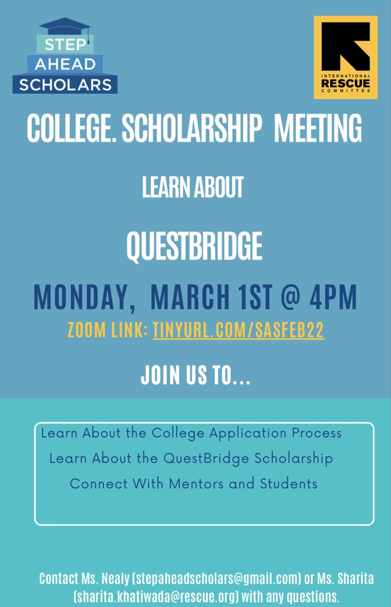 Reminder: To all my rising seniors! Make sure to take advantage of this opportunity today at 4pm. Hope to see you all there.