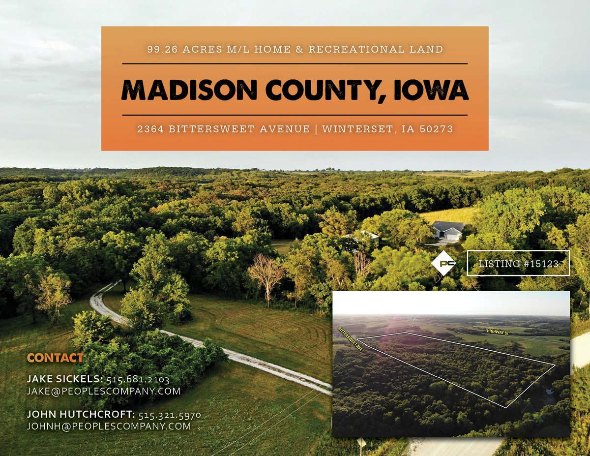 PeoplesCompany's tweet photo. Home & Recreational Land For Sale in Madison County, IA!
✅ 99.26 Total Acres M/L
✅ Home Built in 2013
✅ 7.78 acres m/l in CRP
✅ Trophy caliber whitetail hunting
#PeoplesCompany #LandAvailable
Listing #15123 | Agents: @jcsick15 & John Hutchcroft
🔗https://t.co/GBXdGyBhjB https://t.co/sZospqcH1V