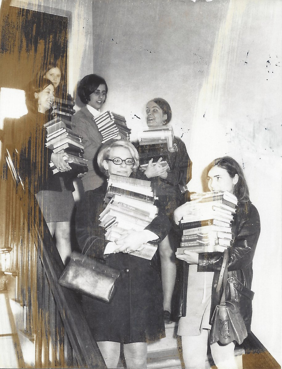 Photo of the week: In honor of Read Across America tomorrow, this week we have a photo of students carrying books in the stairwell of Obal Hall to do some... light reading. Circa 1970s. #Felician #books #reading #ReadAcrossAmerica