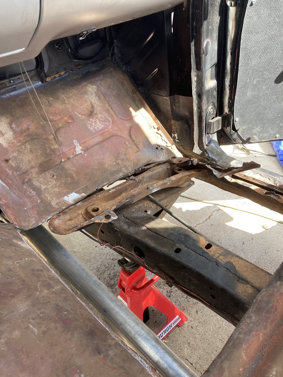 kdaly666's tweet photo. I counted 21 small spot welds (3/8” or so) on the front right interior floor brace. 1957 Chevrolet 150 2- door wagon https://t.co/pxmYlfrC6y