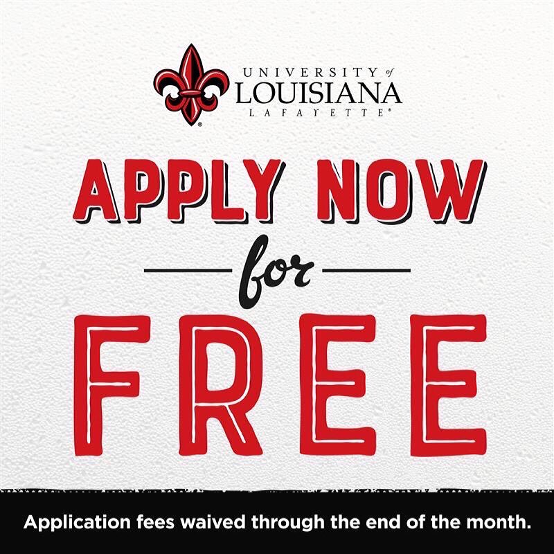 RaginRecruiters's tweet photo. Happy New Month Future Ragin’ Cajuns!

We are starting this week with good news! Application fees are waived throughout the month of March!

🤟Apply now and get a chance to be apart of our UL family! https://t.co/NikUcfyZA5