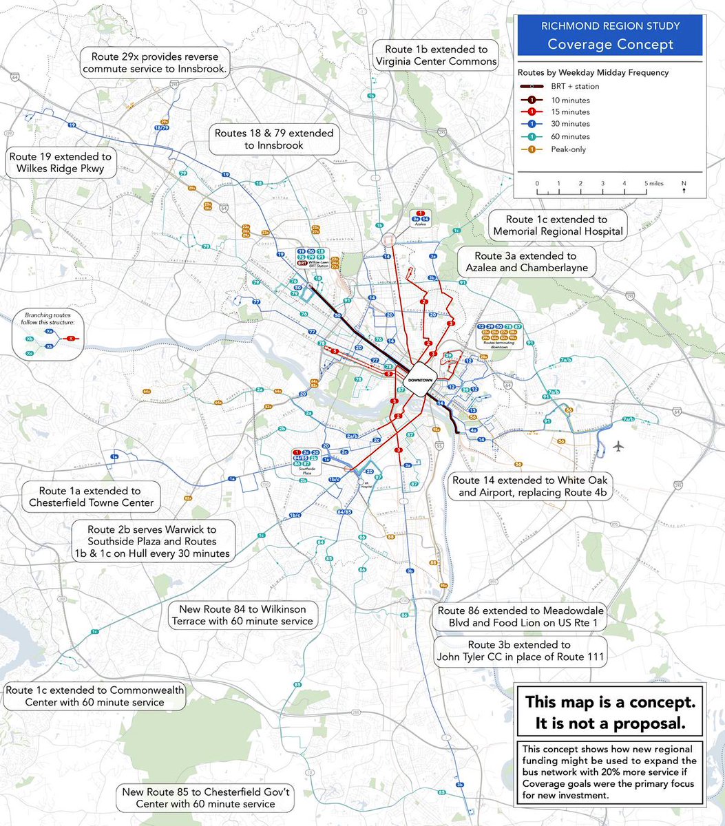 Would you prefer more frequent bus service on existing <a href="/GRTCTransit/">GRTC</a> routes (Ridership) or less frequent service to new corners of RVA (Coverage)? 🚌💨 Learn about both expansion options from <a href="/humantransit/">Jarrett Walker</a> &amp; share your feedback at a @PlanRVA meeting on March 4th from 5-6pm. 🤷🏻‍♀️🚏🤷🏾‍♂️