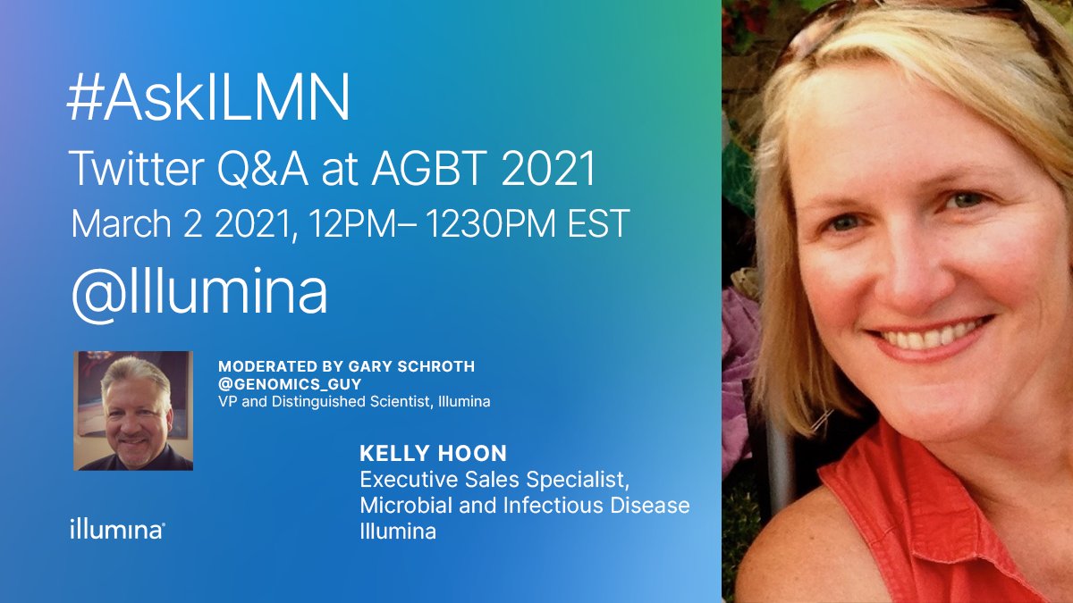 illumina's tweet photo. TMRW! Join @Genomics_Guy for a live Q&amp;A during #AGBT21, where he will be discussing Illumina solutions supporting SARS-CoV-2 genomic surveillance with Microbiology Specialist Kelly Hoon.
 
Ask your questions on the topic using #AskILMN. https://t.co/YjAzPgvleG