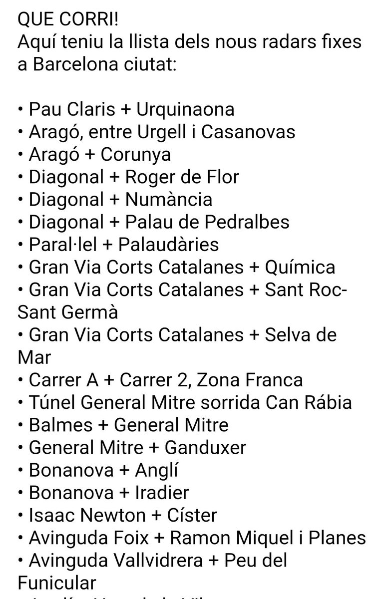 antiradarcatala's tweet photo. Ja tenim les ubicacions dels nous radars fixes a Barcelona ciutat. A la senyora @AdaColau li està quedant una #Barcelona ben maca. La comuna sembla que li ha agafat gust a la repressió. #RadarColau #DeQuèSenFotAdaColau https://t.co/20CF39LHYL