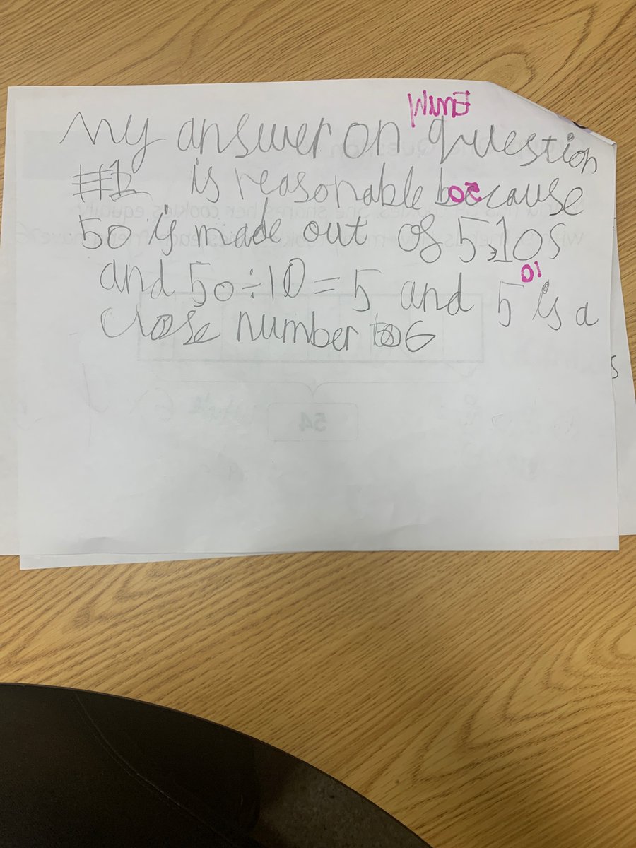 ms_buffaENL's tweet photo. Check out this 3rd grader who solved a story problem using a bar model. She used the equal groups division strategy to help solve how many cookies were shared equally. Then, she explained WHY her answer was reasonable by rounding @MIF4Educators https://t.co/XPdqjAVXjf