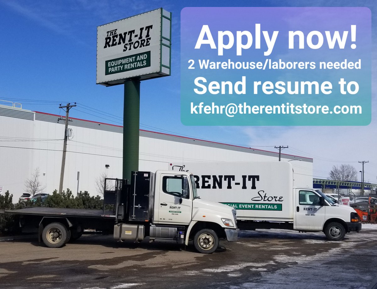 therentitstore's tweet photo. Looking for a job?
We are looking for
2 Warehouse/Laborers
Send Resume in Now!
Kfehr@therentitstore.com
NO CALLS PLEASE
#yxe #saskatoon #sk #saskatchewan #shoplocal #localyxe #warehouseposition
#applynow #resume #motivated https://t.co/MNuhvNHkWs