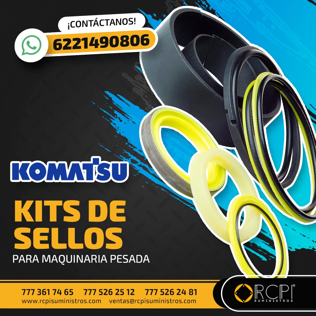 RCPI_Suministro's tweet photo. Contáctanos y conoce todas las opciones de kits de sellos y aditamentos hidráulicos que tenemos para tu equipo #Komatsu.

No esperes más y solicita tu cotización:
✅ Whatsapp https://t.co/Crh0TGyG48
📞 Oficinas: 7773617465 y 7775262481
🌐 https://t.co/oxm8q0tFxj https://t.co/vfx1lQ0qV9