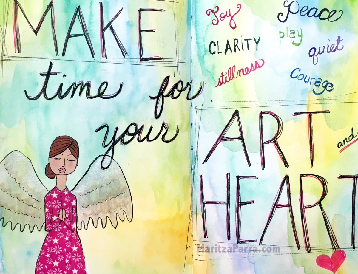 MaritzaParra's tweet photo. This little angel made it into the Heartwork Journaling book with a similar message. Make time for your art & heart.
#heartworkjournaling #heartwork #lookinside #personaldevelopment #creativityheals #createdaily #transformation #changefromtheinsideout #emotions https://t.co/6tv00w6STF