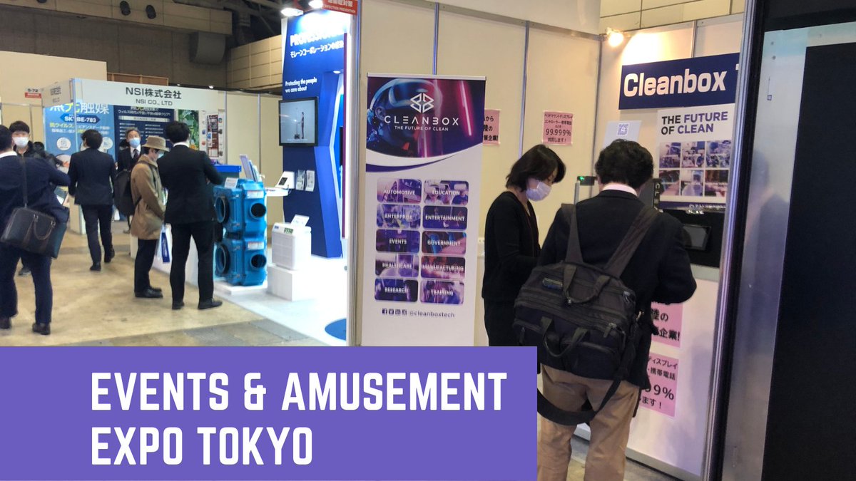 cleanboxtech's tweet photo. The Events and Amusement Expo Tokyo was a great success! Thank you to all the visitors who stopped by to learn how #Cleanbox can make your #VR, #AR headsets, and other frequently used devices safer for customers. #CleanboxClean #TheScienceOfClean #SmartTechHygiene #UVChygiene https://t.co/p0fSaLFTin