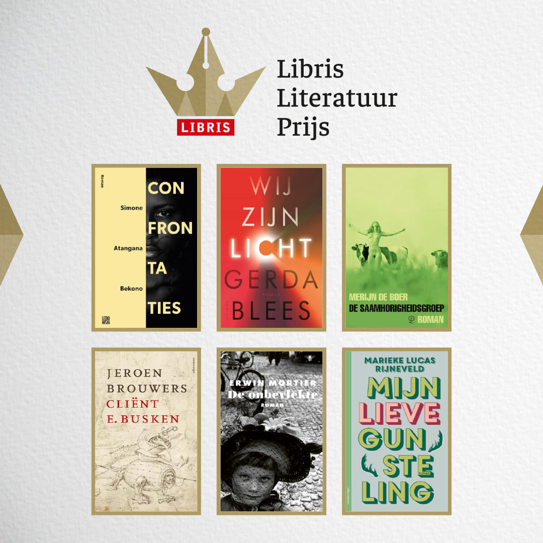 De 6 nominaties voor de #LibrisLiteratuurPrijs 2021 zijn zojuist bekendgemaakt. Bekijk ze allemaal hier: libris.nl/fictie/libris-… Welk boek gaat er volgens jou winnen? Gefeliciteerd auteurs en uitgevers! @LebowskiBooks @uitg_Podium @Querido_nl @AtlasContact @debezigebij #Libris