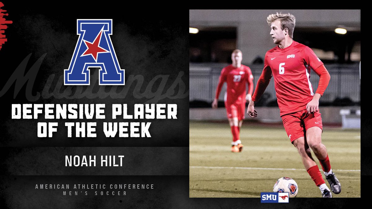 SMUSoccerM's tweet photo. 𝐀𝐀𝐂 𝐃𝐞𝐟𝐞𝐧𝐬𝐢𝐯𝐞 𝐏𝐥𝐚𝐲𝐞𝐫 𝐨𝐟 𝐭𝐡𝐞 𝐖𝐞𝐞𝐤 💯

@HiltNoah had one goal and two assists while helping SMU keep Memphis to only one shot on goal for a third consecutive shutout!

📰 https://t.co/q262OFmyQr

#PonyUp https://t.co/gnnjYgP0pM