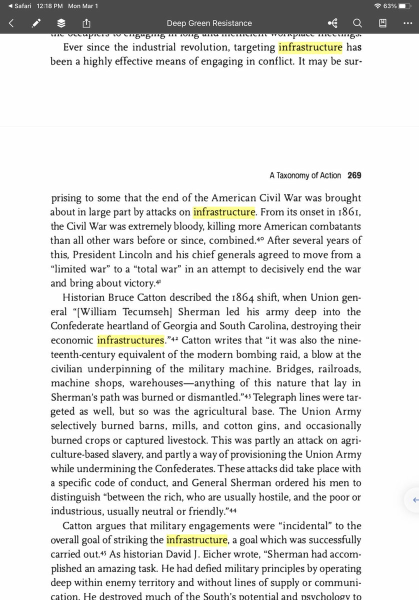 Targeting and disabling infrastructure is of course the mainstay of militant resistance, including DGR’s model.