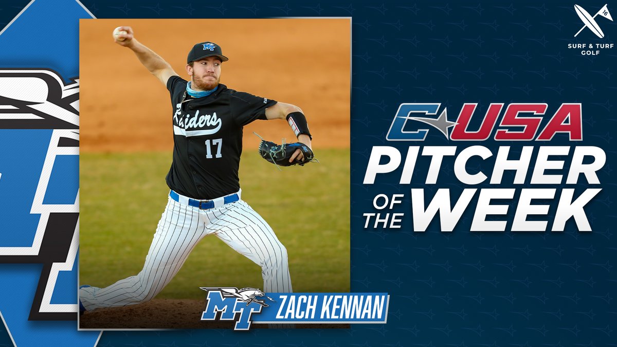 📢: Congratulations to <a href="/MT_Baseball/">Middle Tennessee Baseball</a>’s Zach Kennan, #CUSABASE Pitcher of the Week! presented by @surfandturfgolf! ⚾️

🏅1️⃣