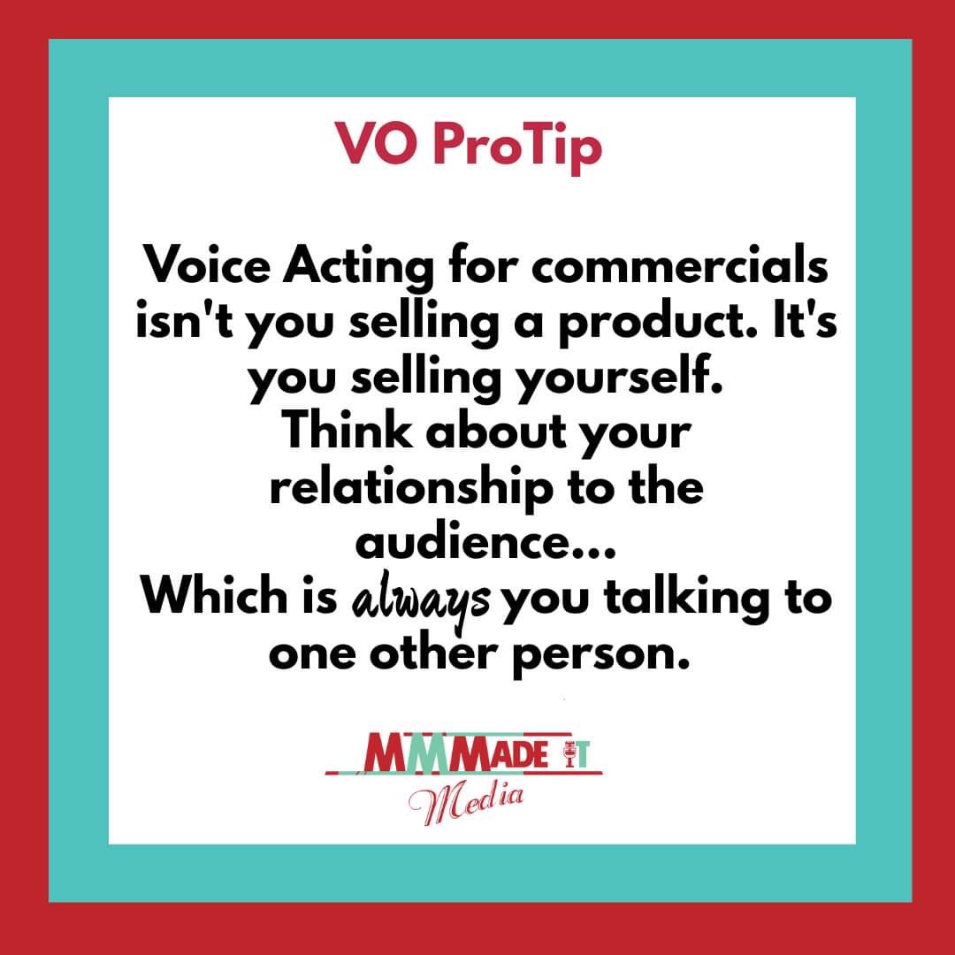 MMMadeItMedia's tweet photo. Conversations are so much more interesting to overhear when two people like each other. Your audience is just overhearing one half of that conversation. Love your audience. Be just like them and talk to them like you love them.
#VO #tips #voiceactor #actorslife https://t.co/eTcCLWh66S