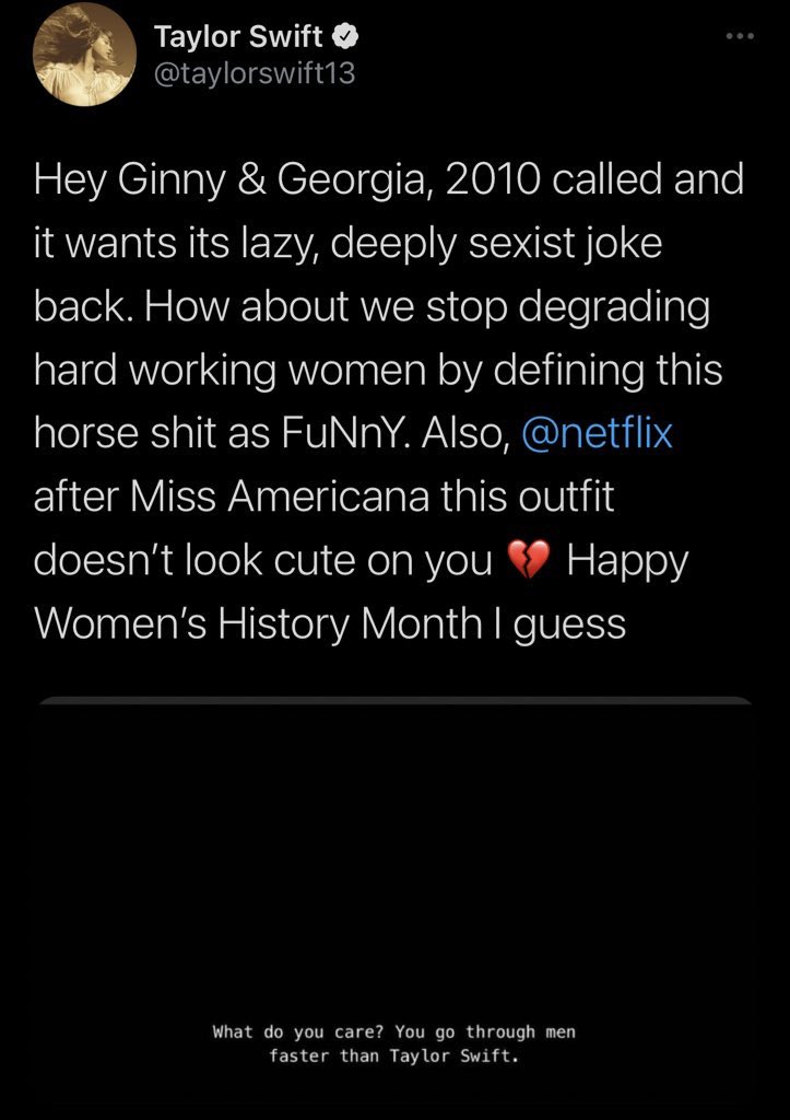 ntltcswift's tweet photo. taylor has faced so much unnecessary sexism throughout the course of her career, im just so proud of her for overcoming it and being able to stand up for herself🥺... WE LOVE YOU TAYLOR https://t.co/aiGM7RkDEq
