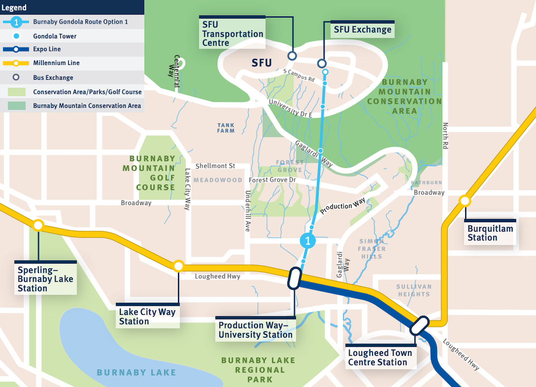 iamkennethchan's tweet photo. BREAKING... #TransLink has identified Route 1 as the preferred path for #SFU Burnaby Mountain Gondola.

It is a direct, straight-line route with a travel time of 6 mins. Even Forest Grove residents support this option most. #BurnabyBC #vanpoli #vanre

https://t.co/zF1FfNYcbq https://t.co/VQVoTDPvSm