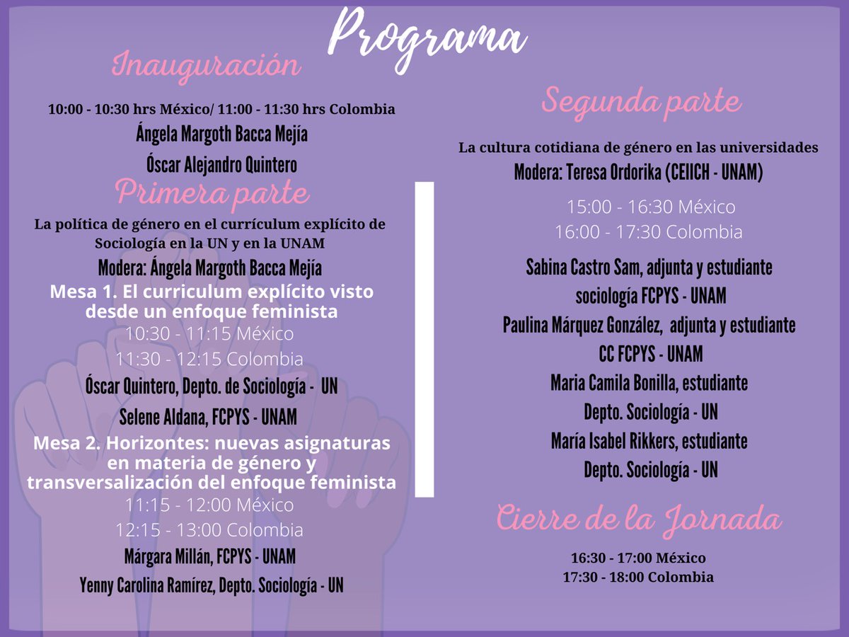 El departamento de Sociología invita a la comunidad universitaria al evento "Diálogos por la transversalización del enfoque de género en Sociología", que estamos organizando de manera conjunta con el programa de Sociología de la Universidad Nacional Autónoma de México - UNAM-.