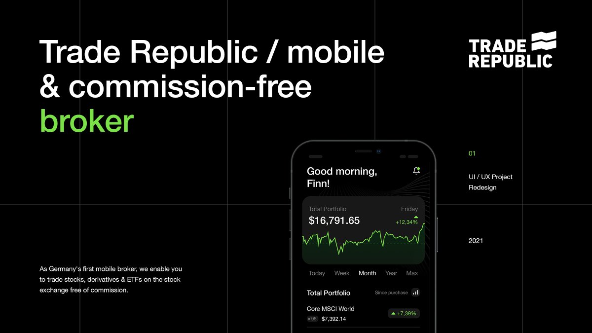 finnmrtn's tweet photo. My @TradeRepublicDE UI Concept is now public on Behance!

Project: https://t.co/RbA6ZJE7jl

Make sure to check out the full project. https://t.co/GX4V15FWlD