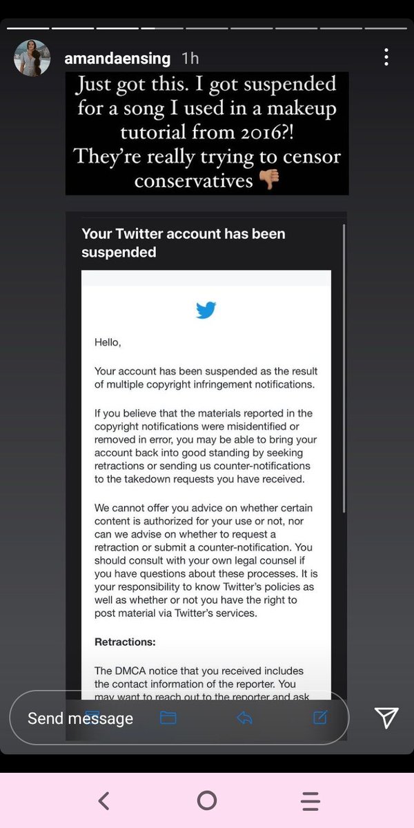 FlowerNewsQueen's tweet photo. #AmandaEnsing

Oh dear. Well Instagram needs to take her account down too 😂🤷‍♀️
"They're really trying to censor conservatives" my ass. GIVE ME A BREAK 🙄🙄🙄🙄 https://t.co/VmBZli845j
