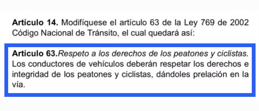EfrainCepeda's tweet photo. El Código Nacional de Tránsito es claro en los deberes y derechos en la vía tanto para conductores de vehículos como de bicicletas: el espacio está por Ley delimitado para cada modalidad y debe ser respetado. Es la vida la que está expuesta. 👇🏼 https://t.co/Qi6aOjv7Su